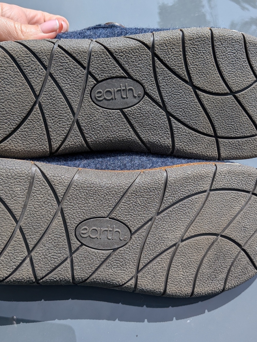 Earth Ezra Navy Boiled Wool Slip-On Clogs Mules Boho Shabby Chic Comfort Size 9 - Picture 7 of 7